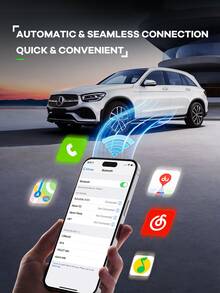 REMAX 2-In-1 Wireless CarPlay & Android Auto Adapter; Plug & Play For IPhone/Android; Lag-Free Connection; Mini Size With Extension USB-C/Type-C; Fits 900+ Cars; - Nhiều màu - Xem 5