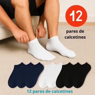  SL.MAX Calcetines tines para hombre, paquete de 12 pares con diferentes combinaciones de color negro,gris,blanco y azuls tines deportivos ligeros para cualquier deporte.