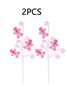 1/2/4/6 buc Crăciun roz turtă dulce om de zăpadă ramură decorare brad de Crăciun decorare turtă dulce Crăciun sărbătoare decorare casă decorațiuni de Crăciun camera decor iarnă