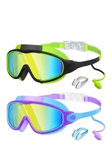 2pcs Kids Swimming Goggles Set, Anti-Fog High Definition Children Swimming Goggles, Leak-Proof Wide Angle Swimming Goggles, Suitable For 3-14 Years Old Kids Swimming Accessories - Multicolor - View 7