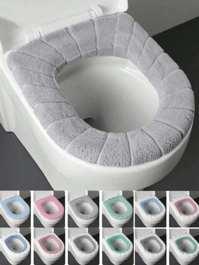 1/2/5pcs Thickened Toilet Seat Covers, Soft & Comfortable, Elastic, Easy To Install, Creative Pumpkin Pattern, Universal Toilet Seat Covers, Thick & Washable, Bathroom Decor, Winter Decoration