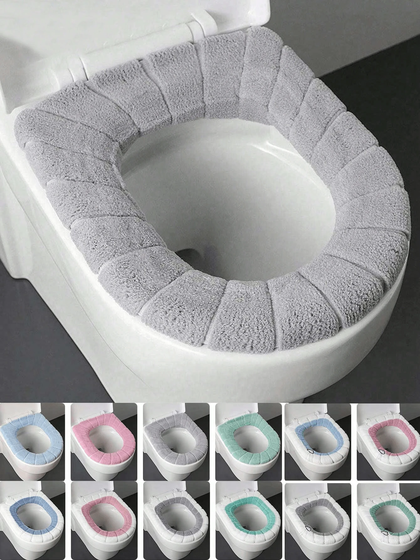 1/2/5pcs Thickened Toilet Seat Covers, Soft & Comfortable, Elastic, Easy To Install, Creative Pumpkin Pattern, Universal Toilet Seat Covers, Thick & Washable, Bathroom Decor, Winter Decoration