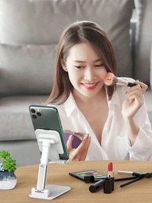 1 pieza Soporte plegable y ajustable para teléfono móvil y tableta, de estilo minimalista y multicolor. Soporte ajustable para teléfono de escritorio, con ángulo y altura ajustables, compatible con fundas de teléfono.