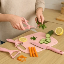 Kit Cozinha Completo Faca Tesoura Descascador E Tábua - Sortido - Visão 2