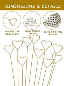 40 Stücke - Metall Blumen Kartenhalter, Metall Blumenstrauß Kartenhalter und herzförmiger Blumen Foto/Memo Halter, geeignet für Blumenstrauß Dekoration, Hochzeit Blumenständer Dekoration, Foto Kartenhalter, Blumenständer Dekoration Kartenhalter, Party Segen, Blumen Verpackung, Bankett, Festival, Party, Hochzeit, Geburtstag, Jahrestag, Tischdekoration, Muttertag Abschlussfeier, Multifunktionaler Blumenstrauß Halter (herzförmig)