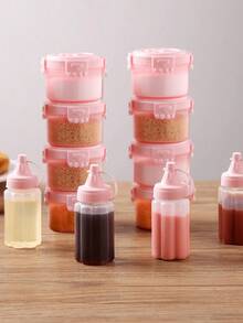 4/8个便携式调味挤压瓶，迷你半透明酱料罐，沙拉酱容器，小型透明番茄酱挤压瓶，适用于番茄酱、食用油、酱油和蜂蜜，是办公室午餐的理想选择，塑料便携式容器瓶，办公室午餐盒野餐油酱蜂蜜沙拉酱调味瓶，厨房用具，公寓必备，返校季 - 彩色 - 查看 6