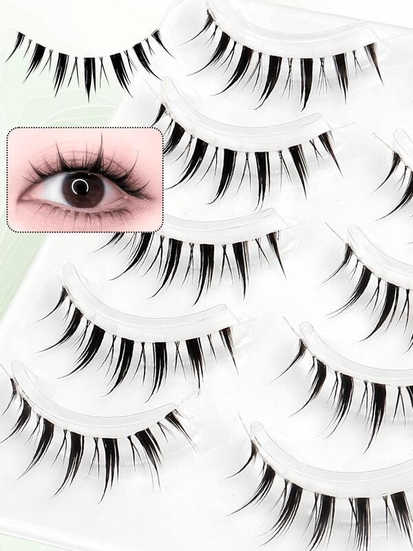 5 Pairs Japanese Anime Big Devil False Eyelashes, 6-12mm Gradient Pointed Tail, Fine Transparent Stem Invisible Seamless, Anime Eye Design Soft And Flexible. Soft And Comfortable, Suitable For Japanese Anime Makeup / Cosplay, Daily Wear To Look Lively, Cosplayers, Anime Fans, Makeup Beginners Can All Wear It. Great For Thanksgiving, Halloween, Christmas, New Year's Eve, Waterproof And Sweat-Resistant, Reusable, A Thoughtful Gift