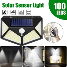 户外太阳能灯 - 太阳能壁灯 100 个 LED 无线太阳能运动传感器安全灯，270° 广角防水，3 种可选模式，适用于花园露台庭院前门车库门廊（1/2/4 个装） - 彩色 - 查看 2