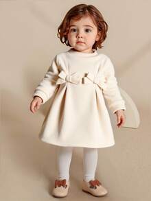 SHEIN Elladie kids 女婴蝴蝶结前立领锁孔后背连衣裙