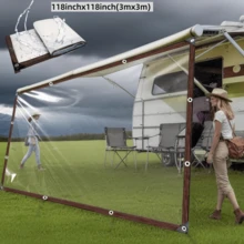 Tela impermeable, tela a prueba de lluvia, enlace de extensión de toldo de caravana, cuenta exterior transparente a prueba de lluvia, con material resistente al viento y a la intemperie, duradero, esencial para caravana al aire libre en clima lluvioso y ventoso, camping, caravana, balcón, muebles de jardín, invernadero y almacenamiento de leña en invierno
