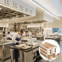 四层大容量鸡蛋收纳盒，冰箱侧门鸡蛋收纳盒，鸡蛋滚动保鲜盒，冰箱鸡蛋架。非常耐用的PP材质。适用于冰箱收纳和存放，节省空间，厨房必备的保鲜工具。 - 白色 - 查看 5