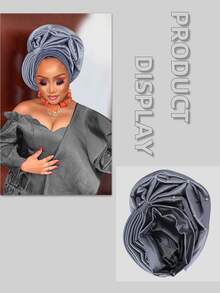 Nigerian Headwear Aso Oke Headband, Women's Wrapped Rhinestone, African Headscarf Hat, Auto Gele Headband, Handmade Fashionable Headwear, Suitable For Weddings, Parties, And Other Festivals - Multicolor - View 6