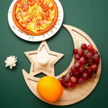 1PC Wooden Moon&Star Festival Crafts Tray, Simple Decoration Festival Plate For Shop/Party/Hotel/Home,Festival Celebrations, Parties, Christmas, Home Decoration, Fruit Trays, Candy Trays