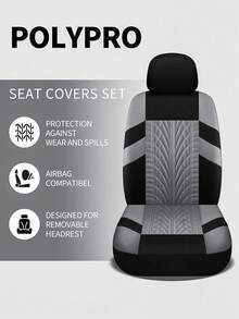 Juego de 9 piezas de fundas para asientos de coche para todas las estaciones - Tela de poliéster texturizada con relieve diagonal antideslizante para asientos delanteros y traseros - Fácil de instalar y limpiar - Adecuado para una variedad de modelos de coche, incluyendo sedán, SUV, etc. - Multicolor - Ver 6