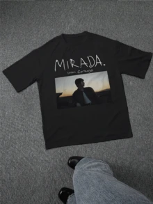 Camiseta para hombre con estampado gráfico de la gira norteamericana de Mirada Ivan Cornejo 2024, de algodón suave y transpirable con ubicaciones de conciertos y elegante merchandising de la gira para fans. - Negro - Ver 2