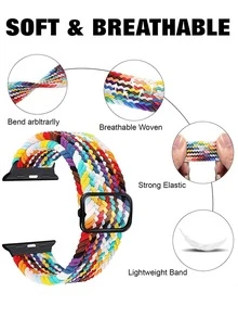 1 件编织手链带 38/40/41/42/44/45/49 毫米弹性单圈 7 系列 SE 3 6 Ultra 8 智能手表表带配件/节日礼物/生日礼物/复活节完美礼物 - 彩色 - 查看 6