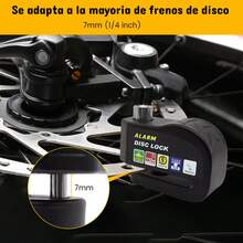 Alarma Candado Motocicleta Bicicleta Antirrobo Impermeable Freno de Disco Bloqueo - Negro - Ver 5