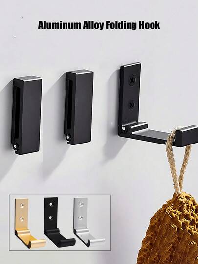 Ganchos dobráveis para casacos montados na parede, ganchos dobráveis para casacos de liga de alumínio para serviços pesados, ganchos dobráveis, ganchos para pendurar toalhas e casacos, ganchos para suporte de fones de ouvido de liga de alumínio para serviços pesados, sem ferrugem, montados na parede com parafusos para chapéus, bolsas e equipamentos de ginástica