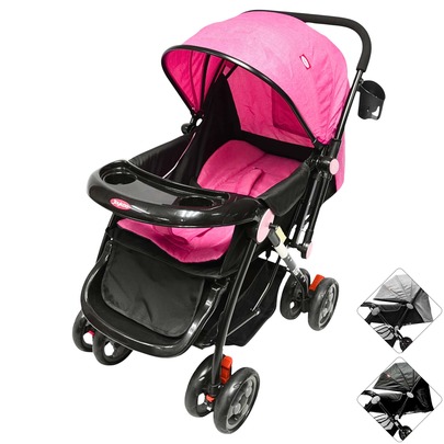 Joykoo Carriola para Bebé Manubrio Reversible Asiento Reclinable Frenos y Cinturón de Segurida Soporta hasta 15 kg