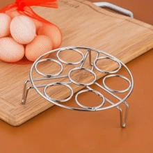 7-Egg Capacity Stainless Steel Steamer Rack, Material, Leak-Proof Design For Steaming, Baking, Cooling - Compact Round Rack Suitable For Kitchen, Oven, Microwave, Camping - Easy To Clean Stainless Steel - 1 Piece, Outdoor Cooking Tool, Stylish Metal Finish - Multicolor - View 8