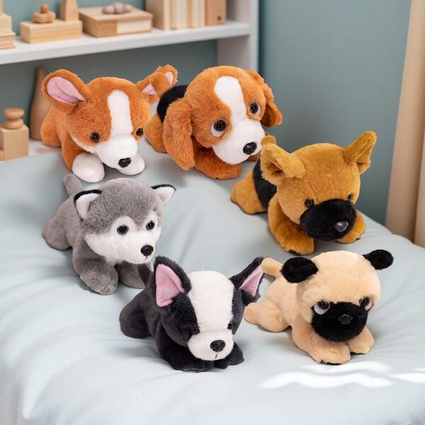 Muñeco de peluche realista de Corgi, Husky, Bulldog | Lindos peluches de perrito para abrazar | Compañero de sueño reconfortante para niños | Muñecas de tela como regalo de cumpleaños para niños y niñas