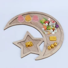 1PC Wooden Moon&Star Festival Crafts Tray, Simple Decoration Festival Plate For Shop/Party/Hotel/Home,Festival Celebrations, Parties, Christmas, Home Decoration, Fruit Trays, Candy Trays