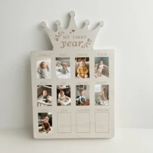 1 szt. Drewniana ramka na zdjęcia z okazji pierwszego roku życia dziecka, miesięczna ramka na zdjęcia noworodka