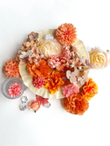 MEHELANY 24pcs Mixed Orange Artificial Flowers, Including Gerbera Daisy, Rose, Daisy, Etc., Multi-Color Small Daisy Flower Heads, Suitable For Wedding Party Centerpiece Decor, DIY Bridal Bouquet, Photography Props, Spring Decoration, Anniversary Dining Table Centerpiece, Valentine's Day, Mother's Day, Birthday Gift - Orange - View 5