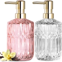 1个13.32盎司玻璃按压式皂液器,可重复灌装,适用于洗手液、沐浴露、洗发水等,家居浴室装饰配件 - 绝佳的乔迁礼物、秋季装饰、返校礼物 - 彩色 - 查看 17