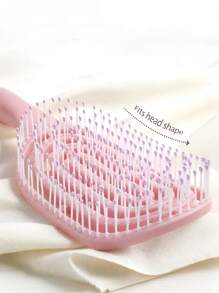 2/1pc Pink Long-Handled Women's Comb, Suitable For Long Curly And Fluffy Styling Of All Hair Types, Hollow Rib Design, Dry And Wet Anti-Static Comb, High Top Fluffy Styling Comb, Long Hair And Curly Hair Massage Comb, Large Curved Rib Comb, Very Suitable For National Day, Bathroom, Scalp Massage, Home Massage, Back To School Season, Back To School, Travel Vacation And Daily Life, Etc., Is A Perfect Holiday Gift For Family And Friends