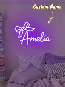 Đèn neon tên hình nơ hồng tùy chỉnh - Đèn LED trang trí tường cá nhân hóa, dùng nguồn USB, hoàn hảo cho phòng ngủ, bàn trang điểm, phông nền tiệc - Món quà lý tưởng cho Ngày Valentine, Kỷ niệm và Sinh nhật; Món quà hoàn hảo cho bạn gái, vợ, con gái, cô dâu, Giáng sinh, Lễ Tạ ơn và Halloween., Trang trí nhà cửa phòng khách - Nhiều màu - Xem 4