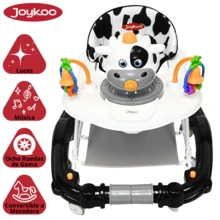Joykoo Andadera para Bebé Mecedora Vaca con Sonido Bastón Toldo Altura Ajustable Ruedas de Goma Apta desde 6 meses - Negro - Ver 2