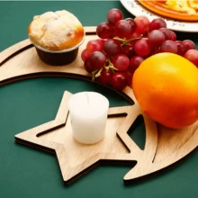 1PC Wooden Moon&Star Festival Crafts Tray, Simple Decoration Festival Plate For Shop/Party/Hotel/Home,Festival Celebrations, Parties, Christmas, Home Decoration, Fruit Trays, Candy Trays
