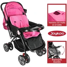 Joykoo Carriola para Bebé Manubrio Reversible Asiento Reclinable Frenos y Cinturón de Segurida Soporta hasta 15 kg - Rosa - Ver 6