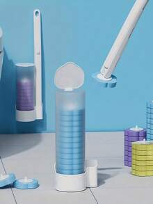 Disposable Toilet Cleaning System Kit, Storage Box And 12 Toilet Wand Replacement Heads, Disposable Toilet Brush (Includes 12 Toilet Wand Replacement Heads And Holder), Toilet Cleaning Wand, Toilet Cleaning Supplies For Deep Cleaning And Hygienic Bathroom Maintenance,Christmas,Bathroom Accessories,Home,Bedroom,Bathroom Storage,Toilet Brush