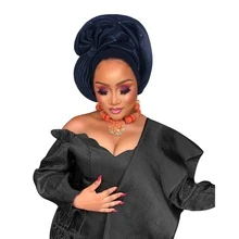 Nigerian Headwear Aso Oke Headband, Women's Wrapped Rhinestone, African Headscarf Hat, Auto Gele Headband, Handmade Fashionable Headwear, Suitable For Weddings, Parties, And Other Festivals - Multicolor - View 19