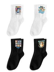 Bluey زوج من الجوارب الكرتونية الجميلة لمنتصف الساق بطبعة كلب بلوي وبينجو من أنمي بلوي، هدايا عيد