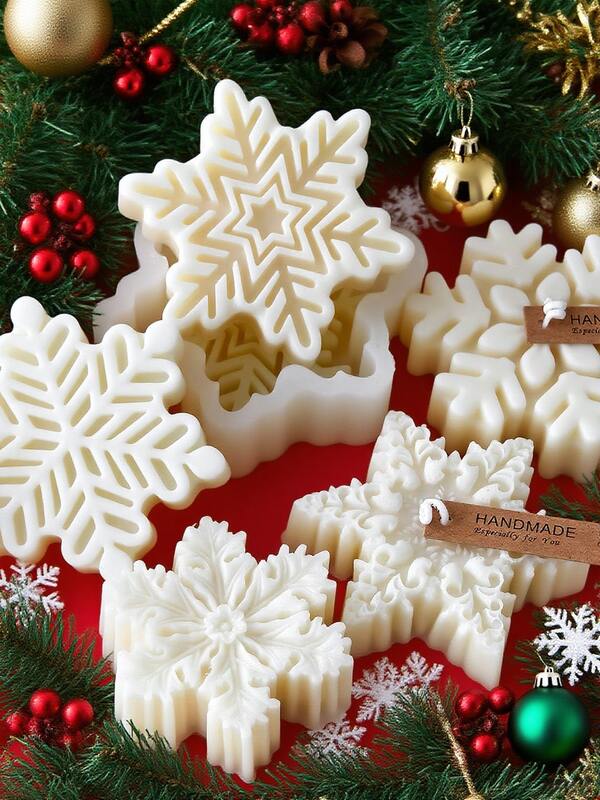 Molde de silicona de copo de nieve 3D para velas hechas a mano, yeso, jabón - Molde reutilizable, suave y fácil de limpiar con diseño corporal navideño complejo, manualidades DIY, elaboración de velas, decoración del hogar, molde de silicona para manualidades, suministros para manualidades, decoraciones navideñas, decoración de habitaciones, regalos de Navidad