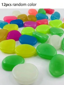 Glow-In-The-Dark Large-Size Pebbles (No Electricity Required), For Garden Landscaping, Track Decoration, Fish Tank Starry Sky Decor, Romantic Glow Stones, Suitable For Home, Outdoor, Runway, Aquarium, Halloween, Christmas, Thanksgiving, Valentine's Day, Absorbs Sunlight Or Lamp Light To Glow At Night, DIY Romantic Scenes - Multicolor - View 12