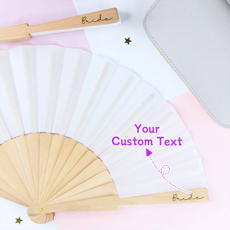 个性化木制婚礼扇子 - 定制雕刻伴娘礼物，适合夏季婚礼，新娘/新娘母亲/伴娘的字母纪念品 - 手持新娘派对扇子，带有名字（天然木材，礼品盒）