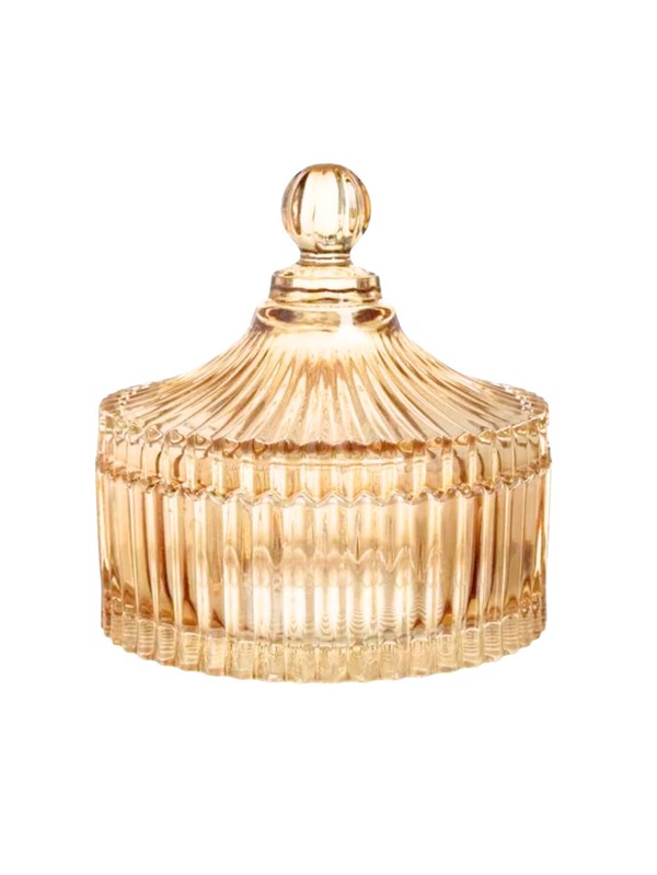 Bomboniere de Vidro Gold 88ml com Tampa Luxo Porta Doces Bijuterias Algodão Pote Decorativo Pequeno Transparente Dourado