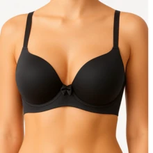 Bra With Padded Cup Women's Bra Reinforced Comfort Support Breast Lift Polyamide National Bra Bra Casual-Comfortable Bra With Wire Wireless Non-Removable Padding - màu đen - Xem 2