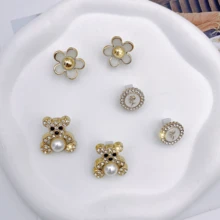 6 件金色熊和花鞋夹，DIY 装饰运动鞋、帆布鞋、凉鞋、拖鞋，多用途鞋夹，节日和派对的绝佳礼物 - 金色 - 查看 2