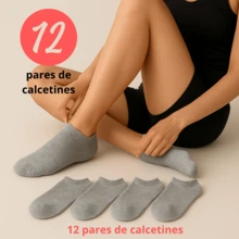 SL.MAX Calcetines tines para mujer, paquete de 12 pares concolores diferentes Blanco, azul, gris y negro, puedes elejis diferentes combinacions o un solo color  tines deportivos ligeros para cualquier deporte. - Gris Claro - Ver 2