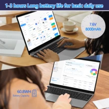 15.6" Silver Laptop, N-95 Processor, 16GB DDR4 512GB SSD, Fingerprint Recognition Unlock, Backlit Keyboard, Multiple-Ports , Preferred Gift, All-In-One Learning, Entertainment & Business - EU C Type Plug(220-240V) - View 9