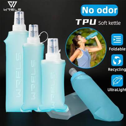 WRELS 1pc/2pcs Upgrade 150ml/250ml/500ml TPU Collapsible Convenient Silicone Bite Spout Soft Water Bottle For Cycling,Camping,Mountaineering,Running Etc, Suitable For School, Camping And Hiking