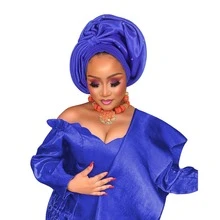 Nigerian Headwear Aso Oke Headband, Women's Wrapped Rhinestone, African Headscarf Hat, Auto Gele Headband, Handmade Fashionable Headwear, Suitable For Weddings, Parties, And Other Festivals - Multicolor - View 20