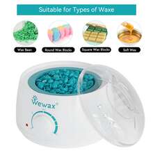 WEWAX 脱毛套装带硅胶罐 - 包含 4 包硬蜡豆、10 片脱毛前湿巾、10 片脱毛后湿巾和 10 把刮刀 - 男女通用便携式脱毛套装，适合居家和旅行使用 - 查看 7