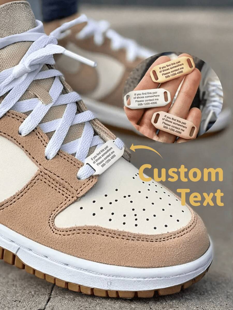 1pc Personalized Stainless Steel Shoe Tag Custom Engraved Name Shoelace Clip Shoe Lace Charm Nameplate Gift For Runners Cyclists Her Him - Multicolor - View 1