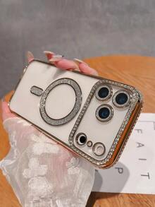 Nueva funda de lujo y moda con brillo, cristales de Rhinestone y transparente compatible con iPhone 16, 15, 14 Plus, 13, 12, 11 Pro Max, con carga inalámbrica magnética, resistente al agua, a golpes y a arañazos